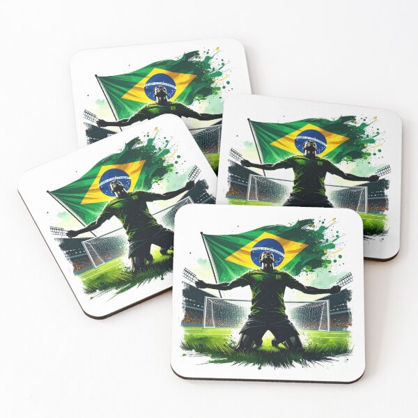 Item preview, Brazil Soccer Player Goal Celebration — Brazilian Flag Football Fan designed and sold by icemanphotos.