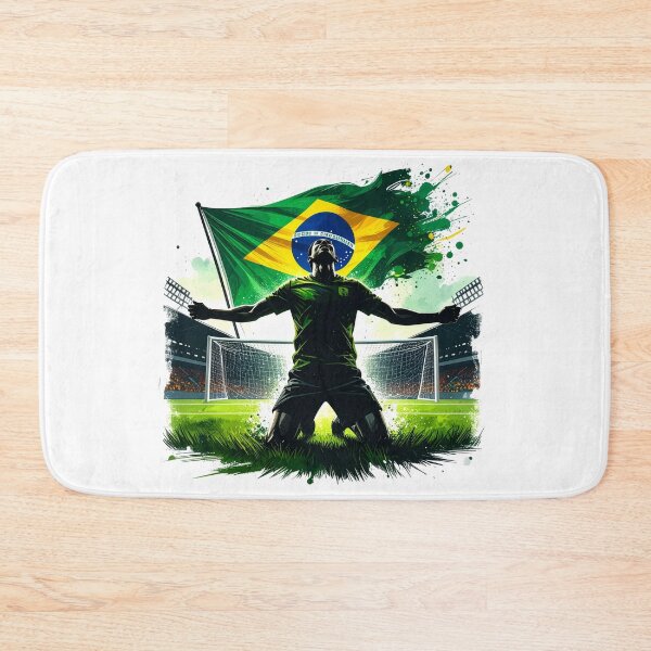 Item preview, Brazil Soccer Player Goal Celebration — Brazilian Flag Football Fan designed and sold by icemanphotos.