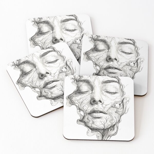 Item preview, Ethereal Smoke Face – Surreal Line Art Portrait designed and sold by Silent.Lines.