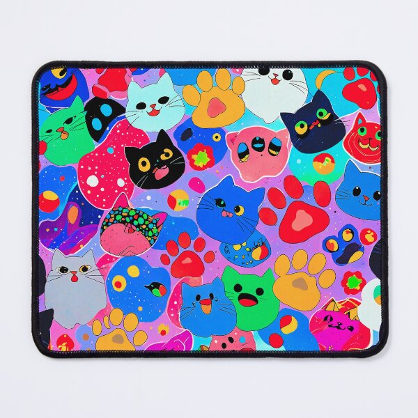 Item preview, Rainbow Kawaii Cat Pattern – Cute Colorful Cats and Paw Prints Art designed and sold by IMuDesigner.