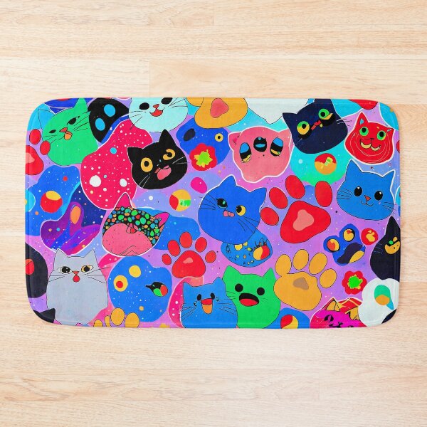 Item preview, Rainbow Kawaii Cat Pattern – Cute Colorful Cats and Paw Prints Art designed and sold by IMuDesigner.