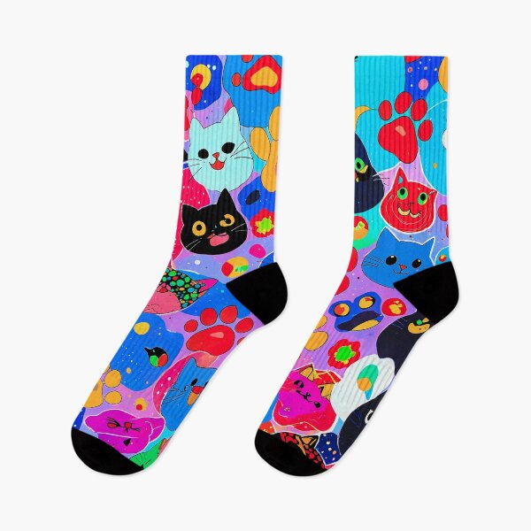 Item preview, Rainbow Kawaii Cat Pattern – Cute Colorful Cats and Paw Prints Art designed and sold by IMuDesigner.