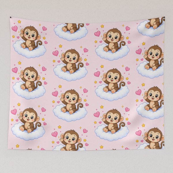 Item preview, Cute Monkey on a Heart Cloud designed and sold by Seculinator.