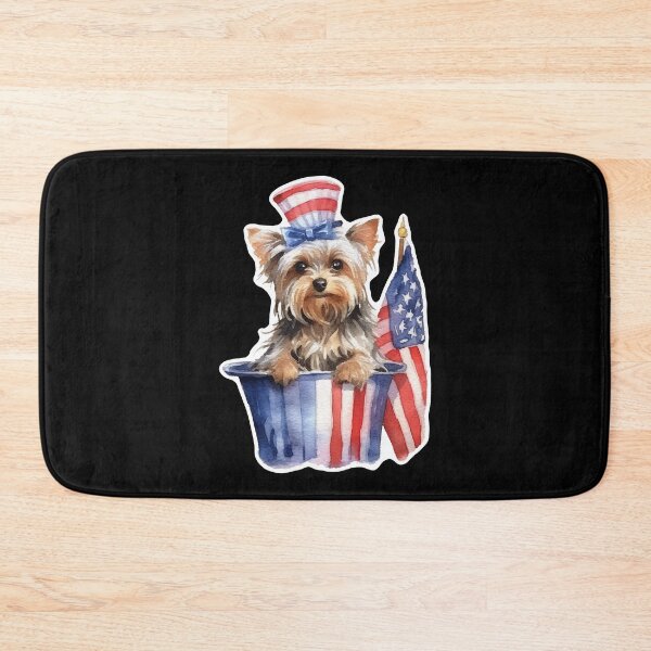 Item preview, Yorkshire Terrier in Patriotic Bucket With American Flag designed and sold by Canvas-Whispers.