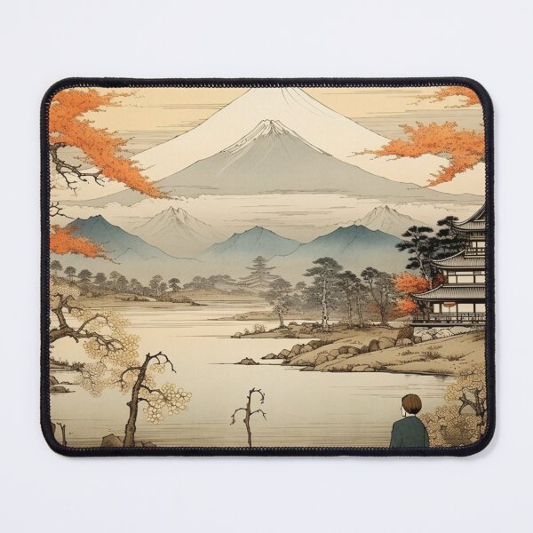 Item preview, Traditional Japanese Illustration - Man Sitting and Reflecting on Life on a Riverbank designed and sold by DaisukiTokyo.
