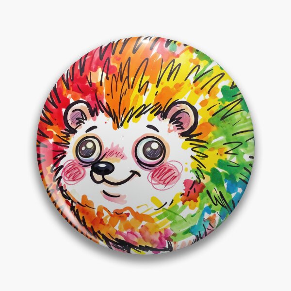 Item preview, Super Round Dazed and Happy Rainbow Hedgehog Goofy Art Print-Vibrant Rainbow Hedgehog Messy Marker Spills Abstract Doodle Art designed and sold by Thanakorn Prasing.