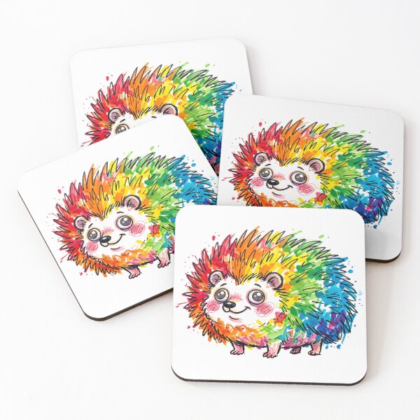 Item preview, Super Round Dazed and Happy Rainbow Hedgehog Goofy Art Print-Vibrant Rainbow Hedgehog Messy Marker Spills Abstract Doodle Art designed and sold by Thanakorn Prasing.
