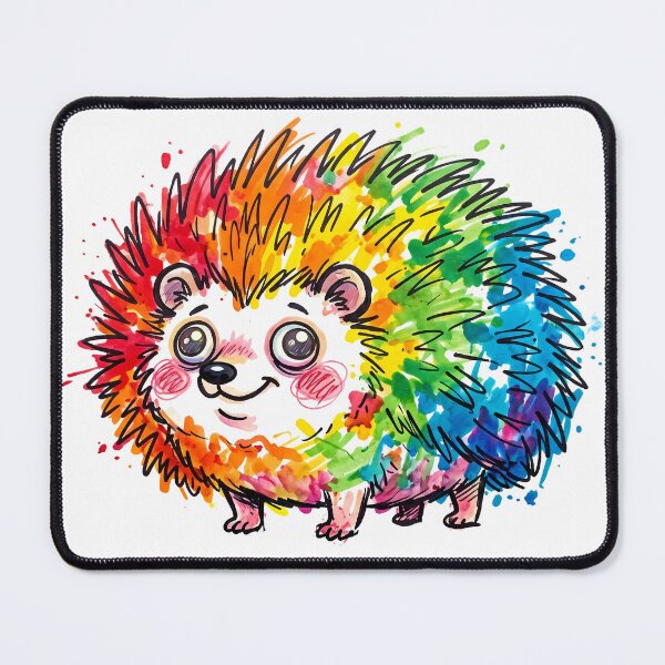 Item preview, Super Round Dazed and Happy Rainbow Hedgehog Goofy Art Print-Vibrant Rainbow Hedgehog Messy Marker Spills Abstract Doodle Art designed and sold by Thanakorn Prasing.