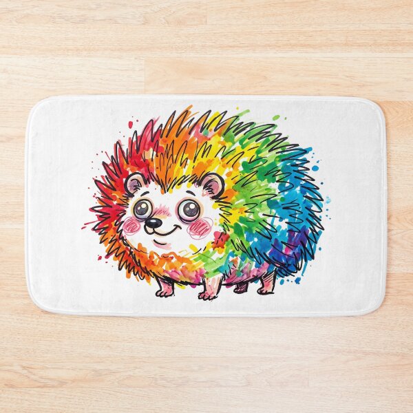 Item preview, Super Round Dazed and Happy Rainbow Hedgehog Goofy Art Print-Vibrant Rainbow Hedgehog Messy Marker Spills Abstract Doodle Art designed and sold by Thanakorn Prasing.