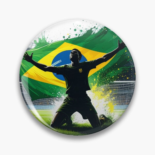 Item preview, Brazil Soccer Player Goal Celebration — Brazilian Flag Football Fan designed and sold by icemanphotos.