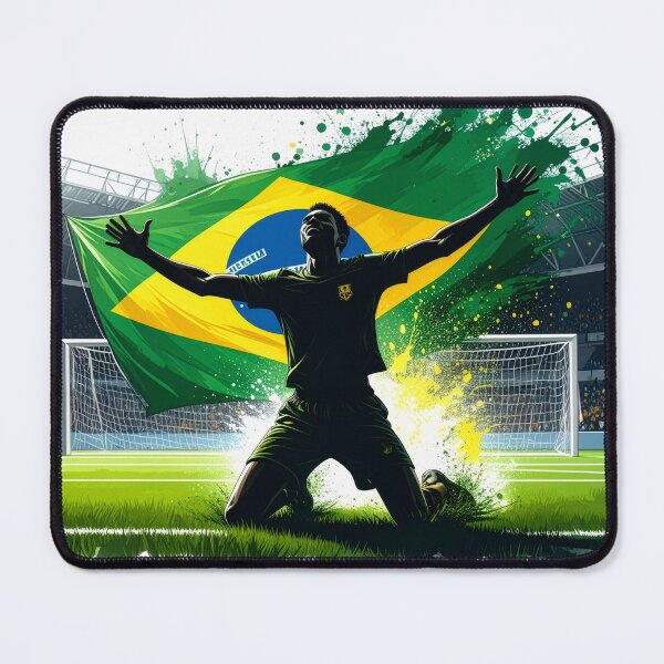 Item preview, Brazil Soccer Player Goal Celebration — Brazilian Flag Football Fan designed and sold by icemanphotos.