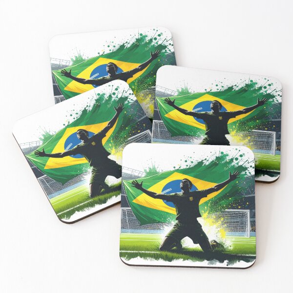 Item preview, Brazil Soccer Player Goal Celebration — Brazilian Flag Football Fan designed and sold by icemanphotos.