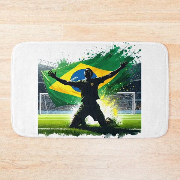 Item preview, Brazil Soccer Player Goal Celebration — Brazilian Flag Football Fan designed and sold by icemanphotos.