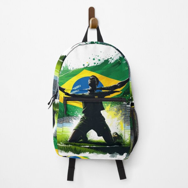 Item preview, Brazil Soccer Player Goal Celebration — Brazilian Flag Football Fan designed and sold by icemanphotos.
