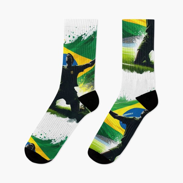 Item preview, Brazil Soccer Player Goal Celebration — Brazilian Flag Football Fan designed and sold by icemanphotos.