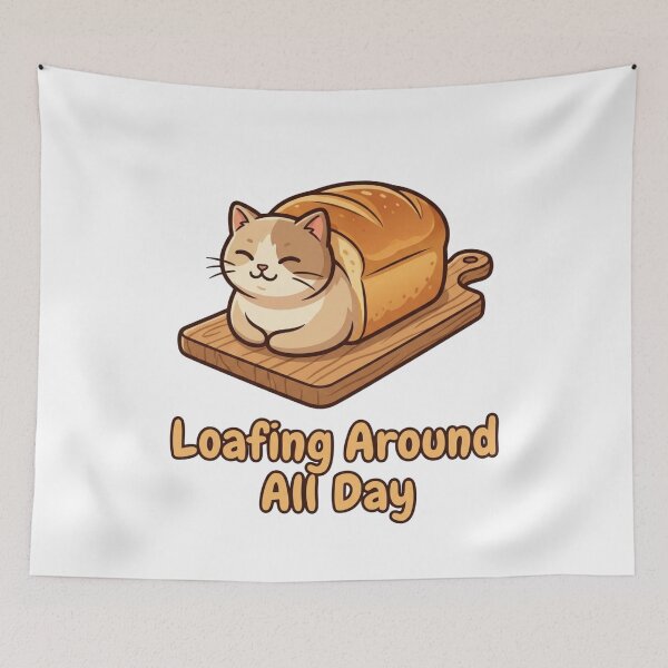 Item preview, Loafing Around All Day Cute Cat Bread Vintry Off designed and sold by VintryOff.