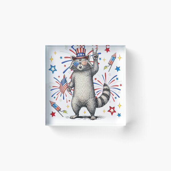 Item preview, Feral & Free Patriotic Raccoon Fourth Of July Independence Day designed and sold by varin-studio.