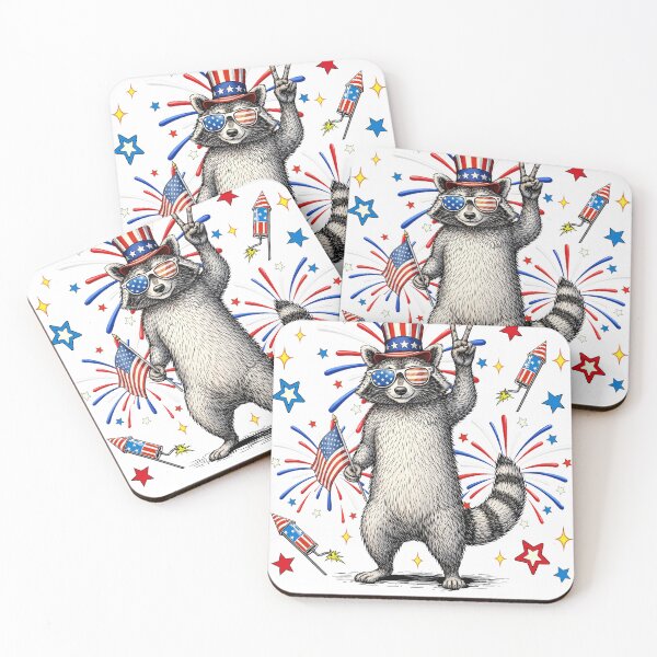 Item preview, Feral & Free Patriotic Raccoon Fourth Of July Independence Day designed and sold by varin-studio.