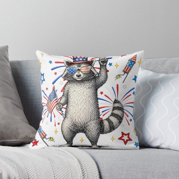 Item preview, Feral & Free Patriotic Raccoon Fourth Of July Independence Day designed and sold by varin-studio.