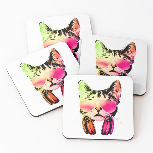 Item preview, Cool Cat Sunglasses Headphones Pop Art designed and sold by marke770.