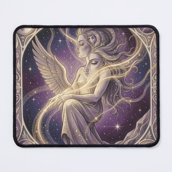 Item preview, Mystic Boho Angel Multi Face Cosmic Fantasy Art in Golden Light designed and sold by FotoworldEdel.