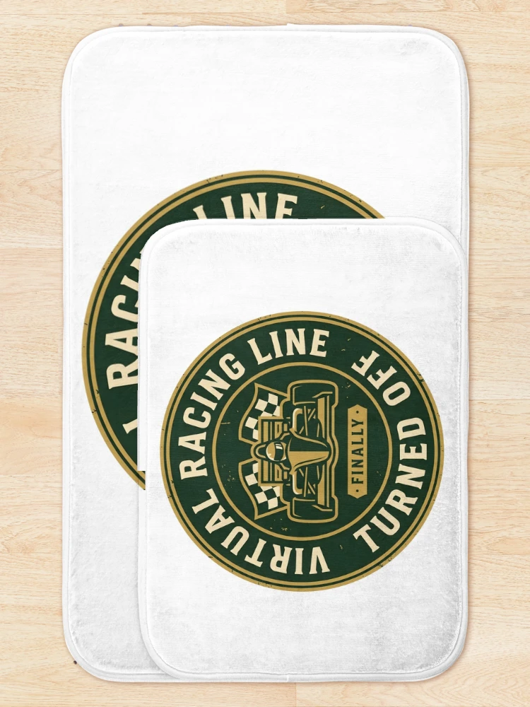 Thumbnail 5 of 6, Bath Mat, Racing Line Off - Sim Racing Humor designed and sold by GarageGraphics.