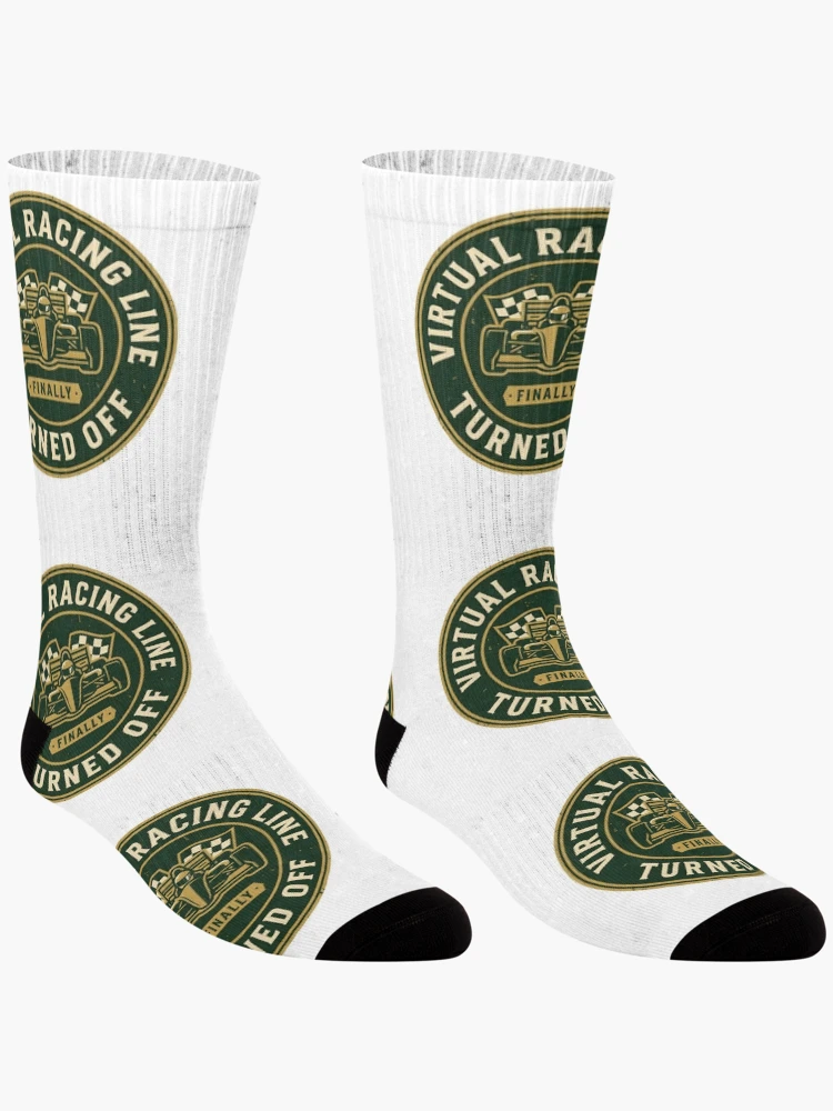 Thumbnail 3 of 5, Socks, Racing Line Off - Sim Racing Humor designed and sold by GarageGraphics.