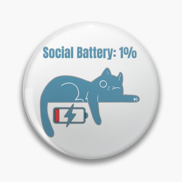 Item preview, Social Battery 1% Funny Introvert Cat designed and sold by Talisprojekt.