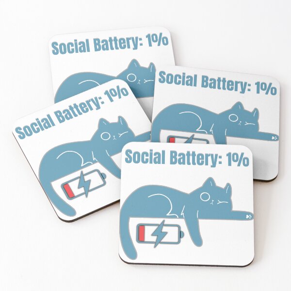 Item preview, Social Battery 1% Funny Introvert Cat designed and sold by Talisprojekt.