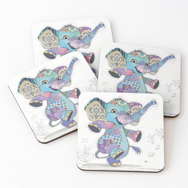 Item preview, Dancing Patchwork Elephant Colorful Whimsical Illustration designed and sold by MEEGGOO.