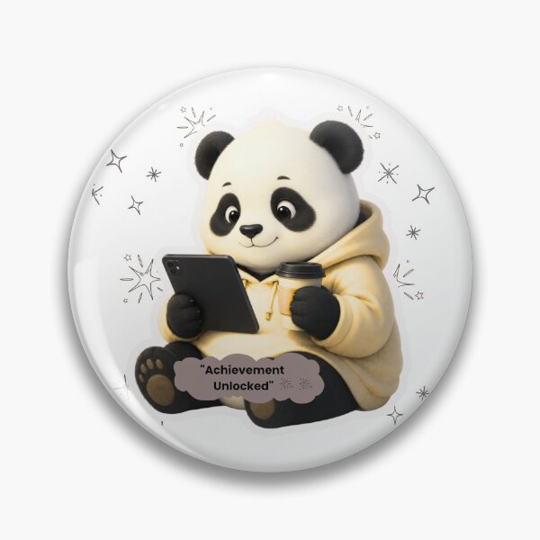 Item preview, Achievement Unlocked Cute Panda Sticker designed and sold by EnginerdStudio.