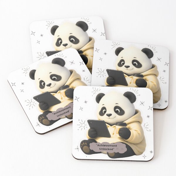 Item preview, Achievement Unlocked Cute Panda Sticker designed and sold by EnginerdStudio.