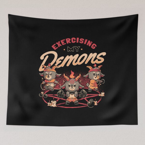 Item preview, Exercising My Demons Funny Goth Gym Workout Classic T-Shirt designed and sold by MichaelAdamArt.