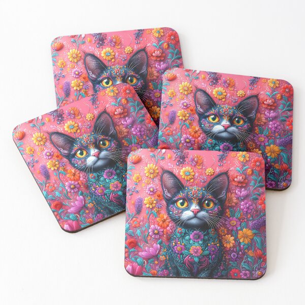 Item preview, Floral Cute Cat  – Cat Art. designed and sold by GGAUL.