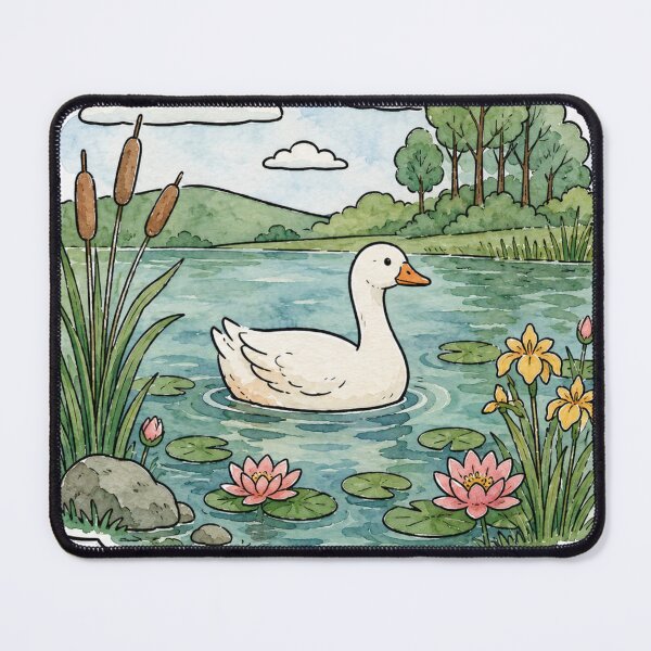 Item preview, Peaceful Watercolor Pond Duck & Lily Pads designed and sold by Nora's Palette.