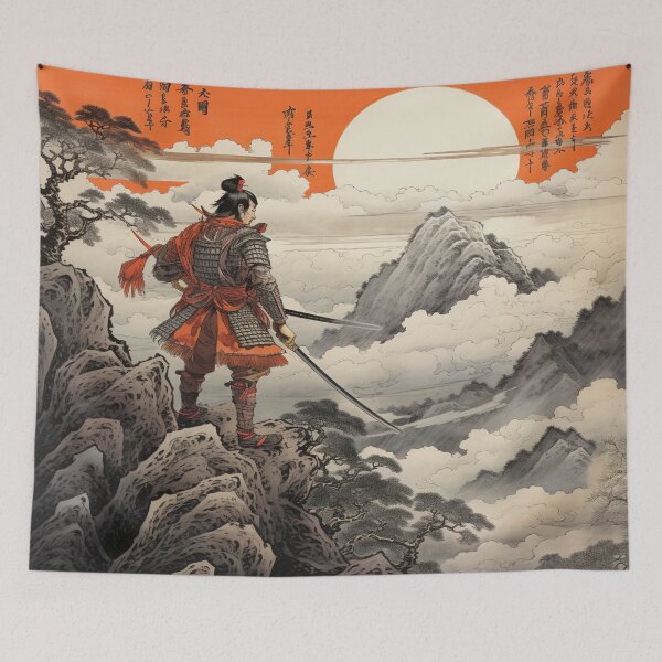 Item preview, Traditional Japanese Illustration - Samurai on the Roof of the World designed and sold by DaisukiTokyo.