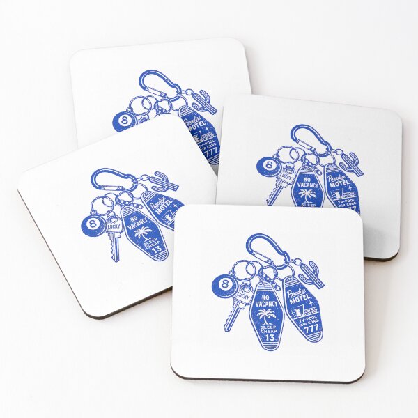Item preview, Vintage Blue Motel Keychains No Vacancy Paradise Lucky 8 designed and sold by Prints-Things.