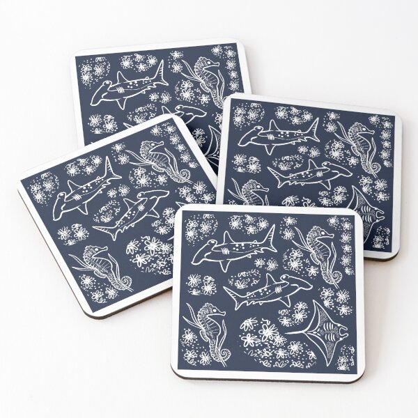 Item preview,  Floral Ocean Animals - Black Background designed and sold by IvysCreativityHouse.