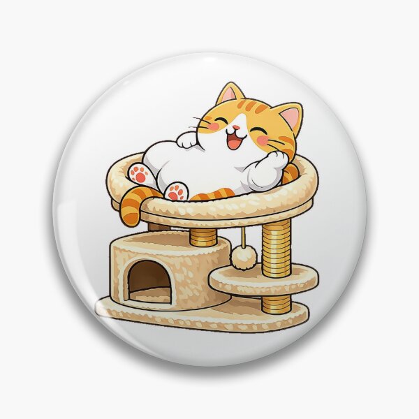 Item preview, Cute Orange Cat Relaxing on Cat Tree Kawaii Ginger Kitty Lazy Lounge Illustration designed and sold by NoopnyangStudio.