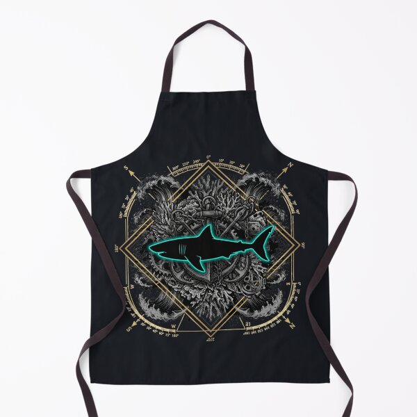 Item preview, Great White Shark Geometry - Maximalist Deep Sea Nautical Art designed and sold by krish-prints.