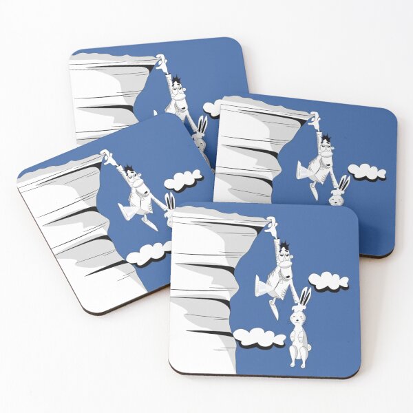 Item preview, Hanging On — Cartoon Character & Bunny on a Cliff designed and sold by jimmytedesky.