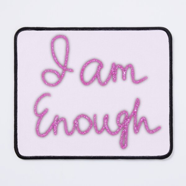 Item preview, I Am Enough Pink Glitter Handwritten Motivational Quote designed and sold by SweetLilith.