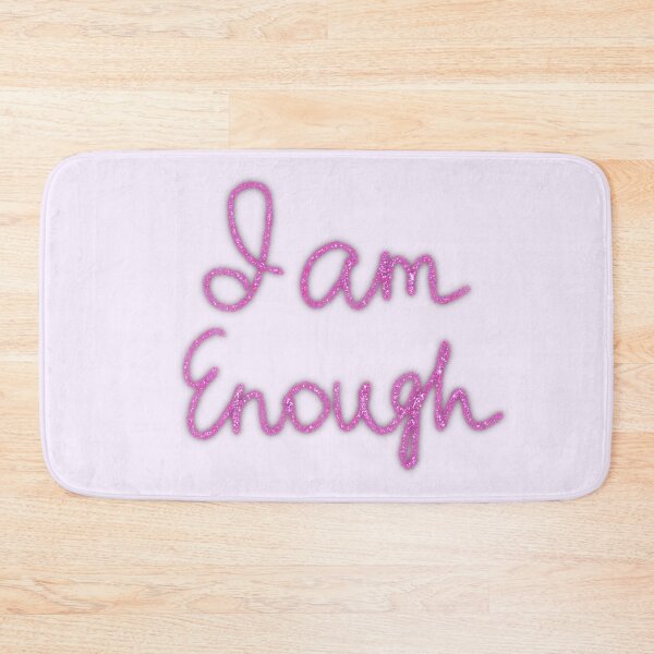 Item preview, I Am Enough Pink Glitter Handwritten Motivational Quote designed and sold by SweetLilith.