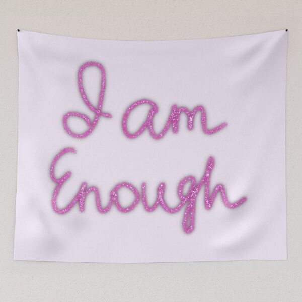 Item preview, I Am Enough Pink Glitter Handwritten Motivational Quote designed and sold by SweetLilith.