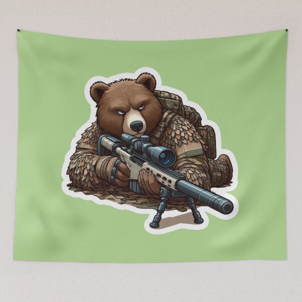 Item preview, Prone Grizzly Bear Sniper Ghillie Suit Tactical Sticker designed and sold by carestazafeli.