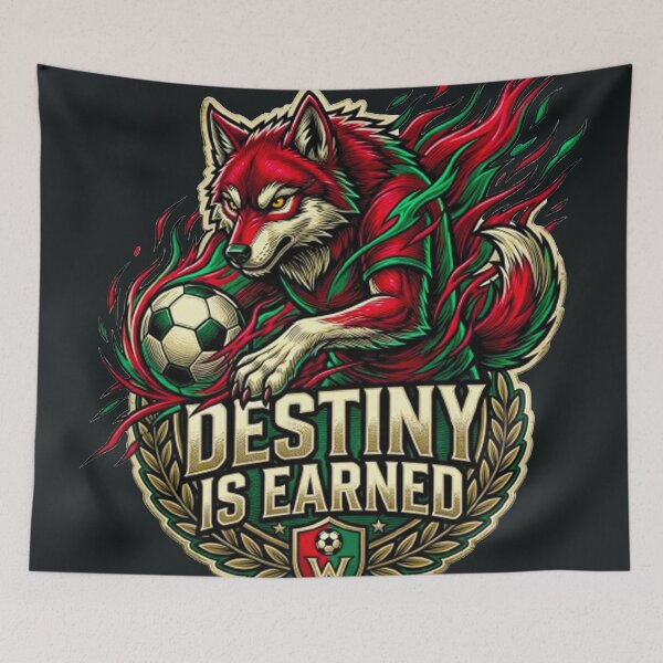 Item preview, Destiny Is Earned Wolf Football Mascot World Cup Soccer designed and sold by MT-Hub | Cute Aesthetic Art, Stickers & Phone Cases.