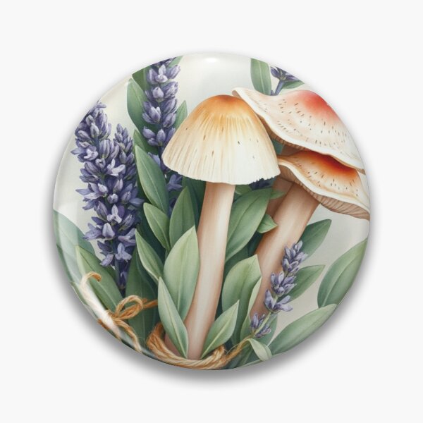 Item preview, Watercolor Fungi and Lavender Botanical Art Bouquet designed and sold by Vida e Arte.