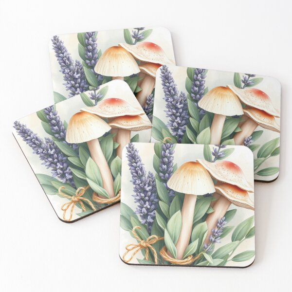 Item preview, Watercolor Fungi and Lavender Botanical Art Bouquet designed and sold by Vida e Arte.