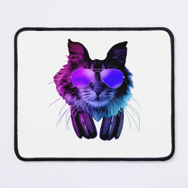 Item preview, Cool Cat Sunglasses Headphones Synthwave Art designed and sold by marke770.