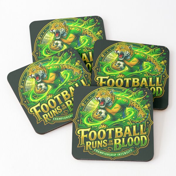 Item preview, Football Runs In Our Blood Jaguar Mascot World Cup Soccer designed and sold by MT-Hub | Art for Every Soul.